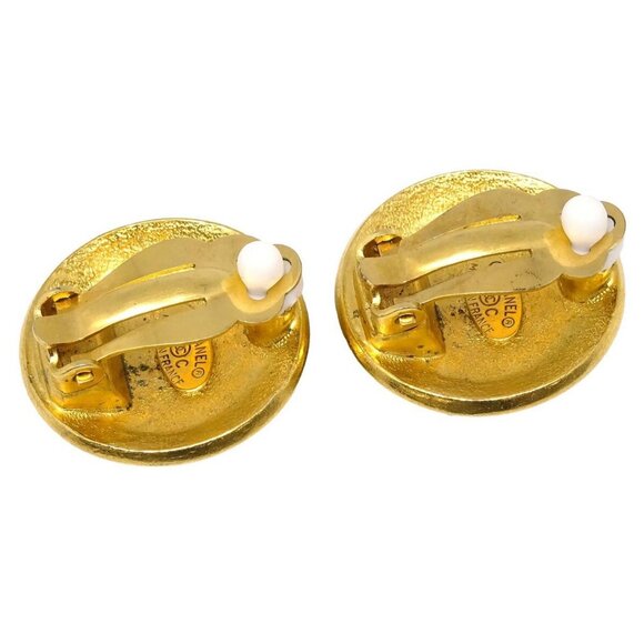 Chanel Button Earrings Gold Clip-On 96C - Picture 3 of 4